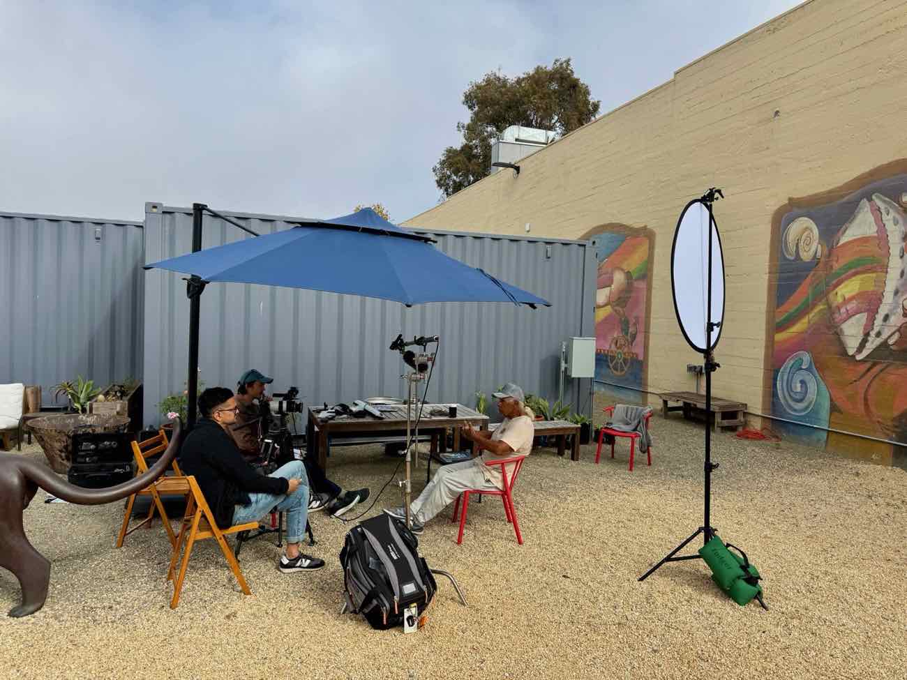 A lit set ready for the camera