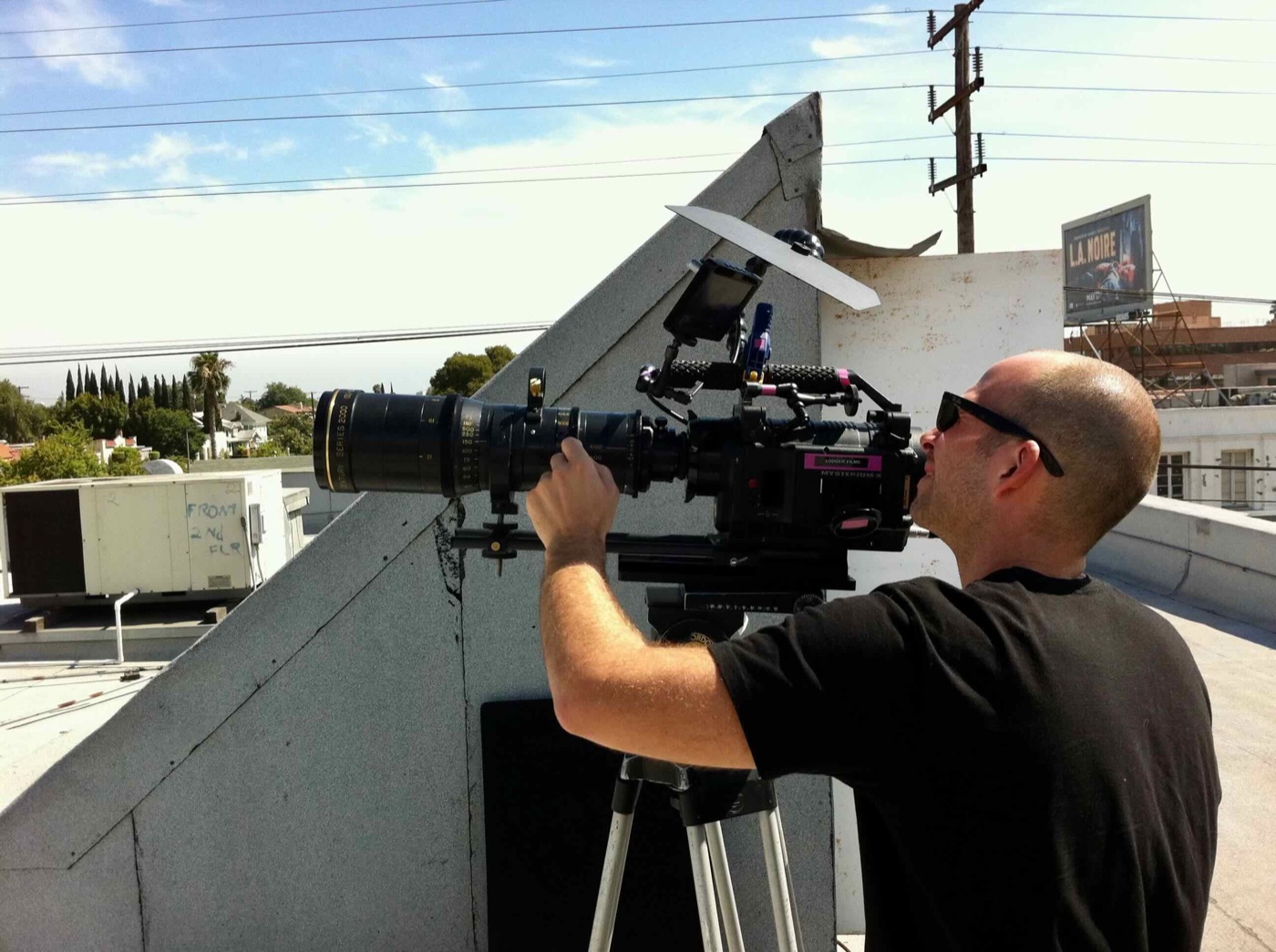 Behind the scenes during a shoot