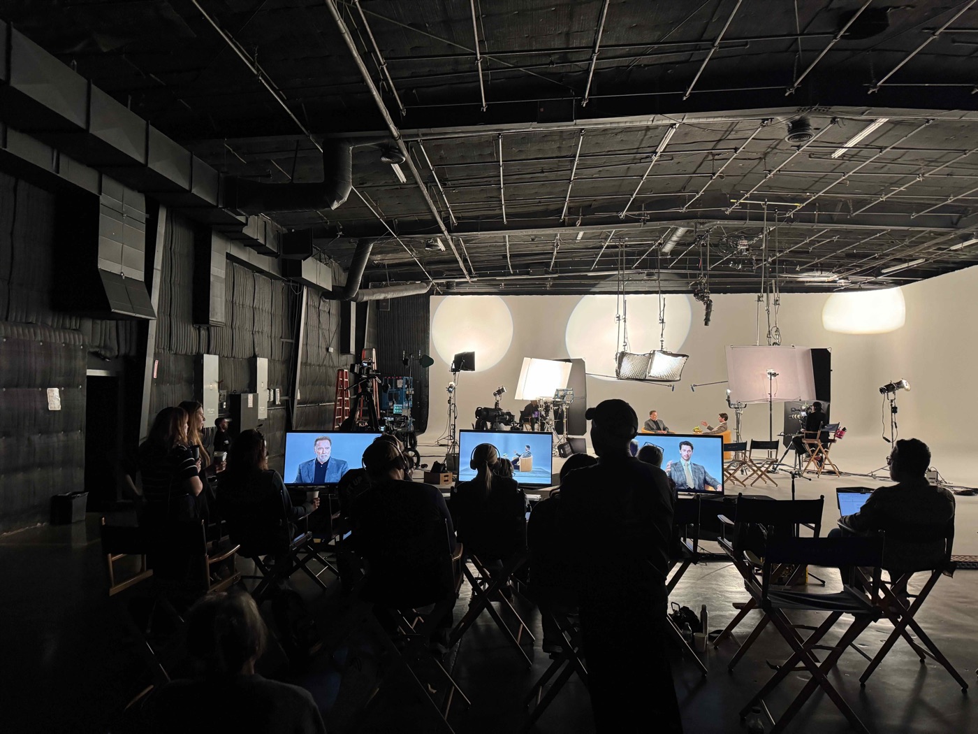 A lit set during a Lodger Films production