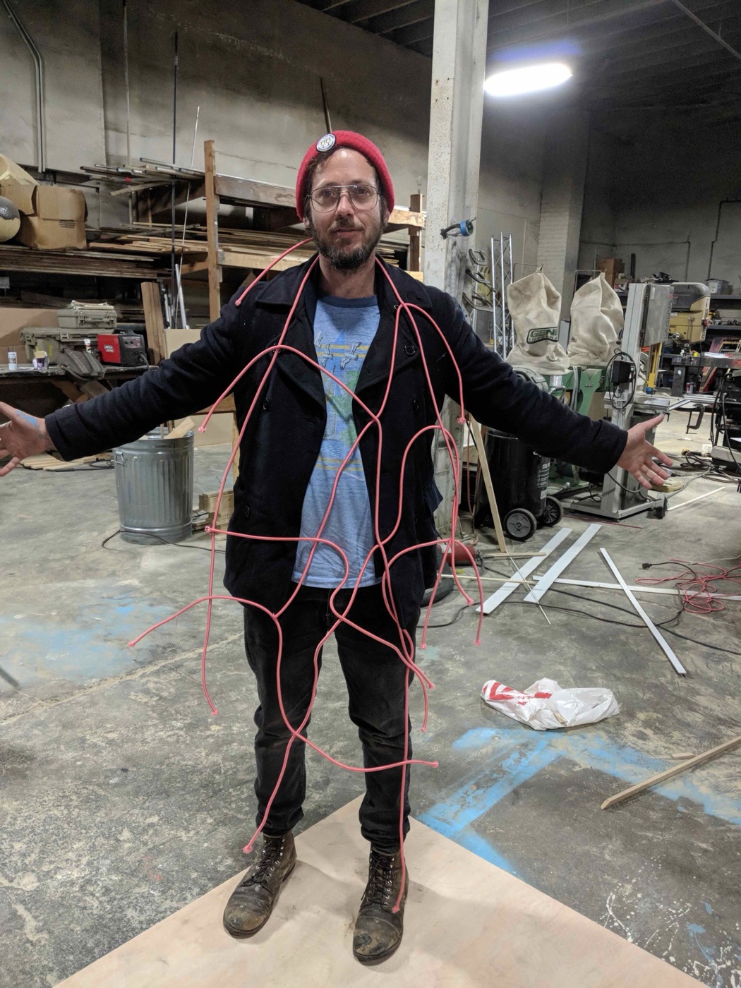 A crew member on location during a shoot